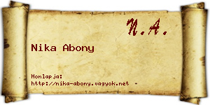 Nika Abony névjegykártya